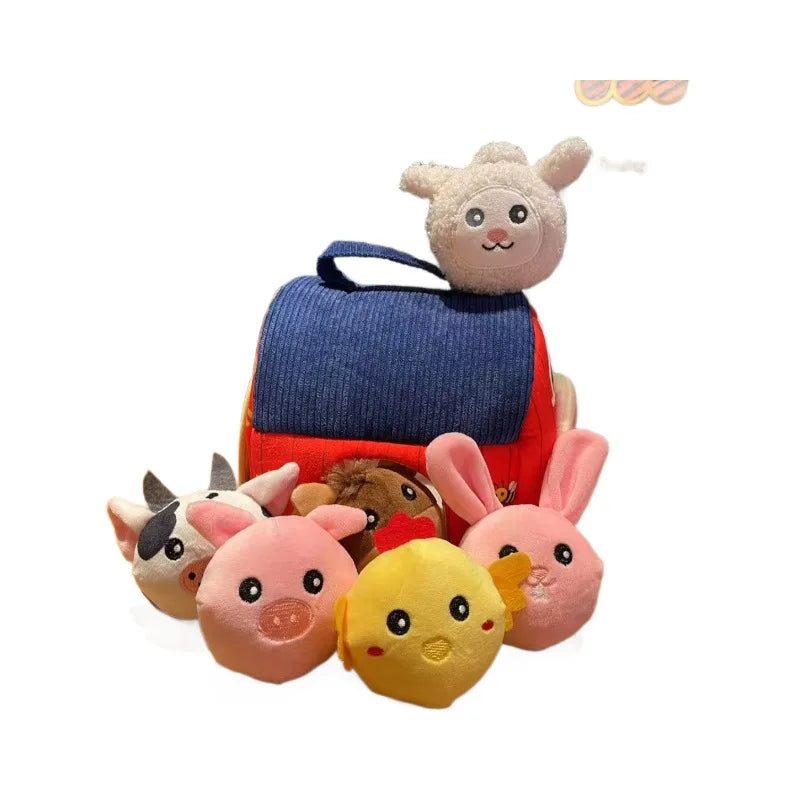 6 Mini Granjas Sorpresa con Animales de Peluche Sensoriales | Sonajero, Sonidos y Texturas | Regalo Educativo Montessori para Niños