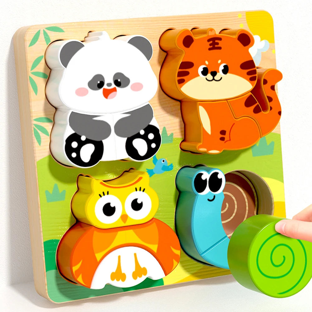 Puzzle de Madera para Niños | Set de 4 Animales | Juguete Educativo 1-4 Años